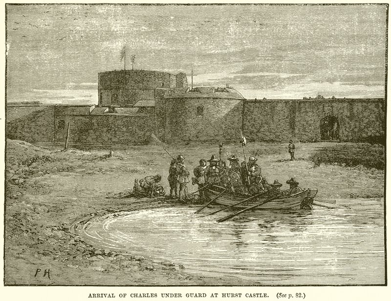 Ankomst av Charles under vakt på Hurst Castle av English School