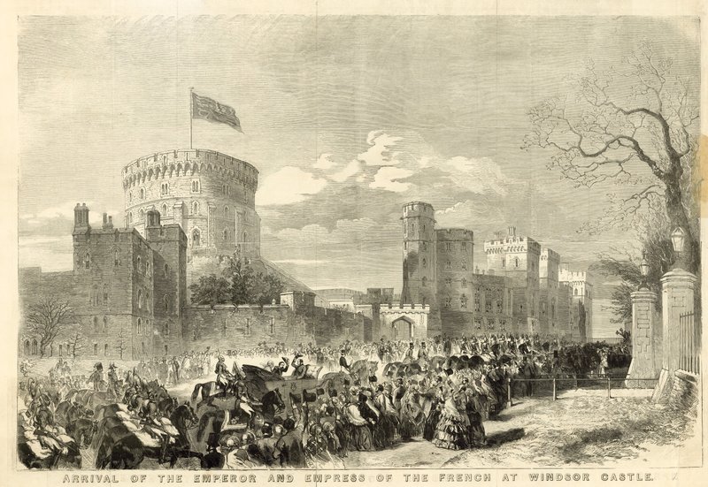Ankomst av keiseren og keiserinnen av franskmennene til Windsor Castle av English School