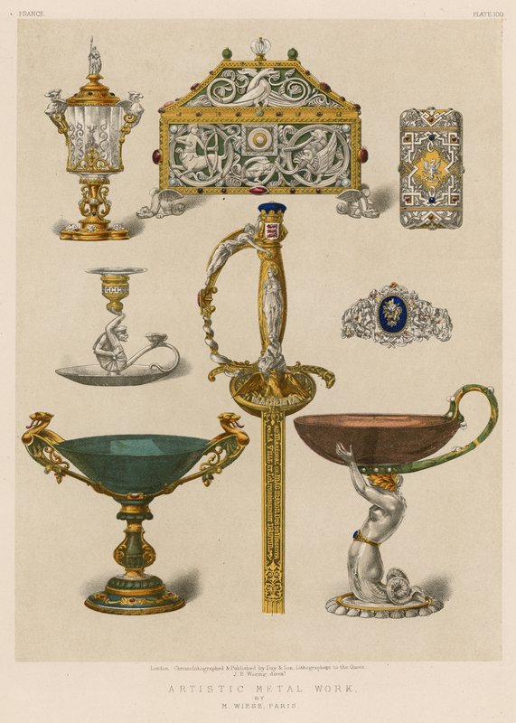 Kunstnerisk metallarbeid av M Wiese, Paris av English School