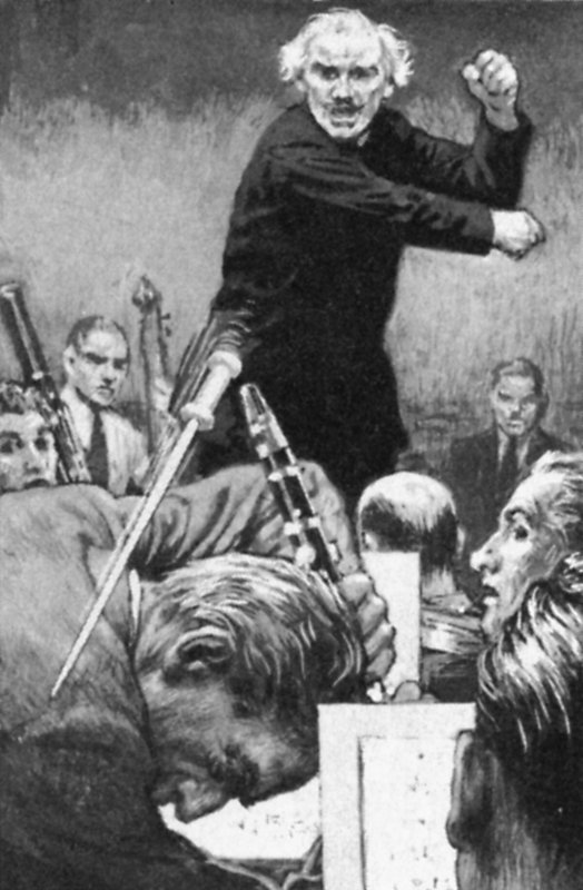 Arturo Toscanini kaster stafettpinnen mot en fornærmende spiller (litho) av English School