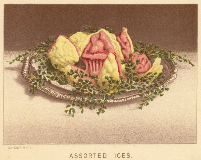 Assorterte isbiter (fargelitografi) av English School
