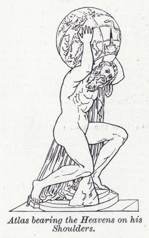 Atlas som bærer himmelen på skuldrene (litho) av English School
