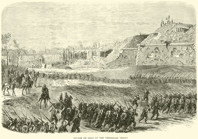 Angrep på Paris av Versailles-troppene, mars 1871 av English School