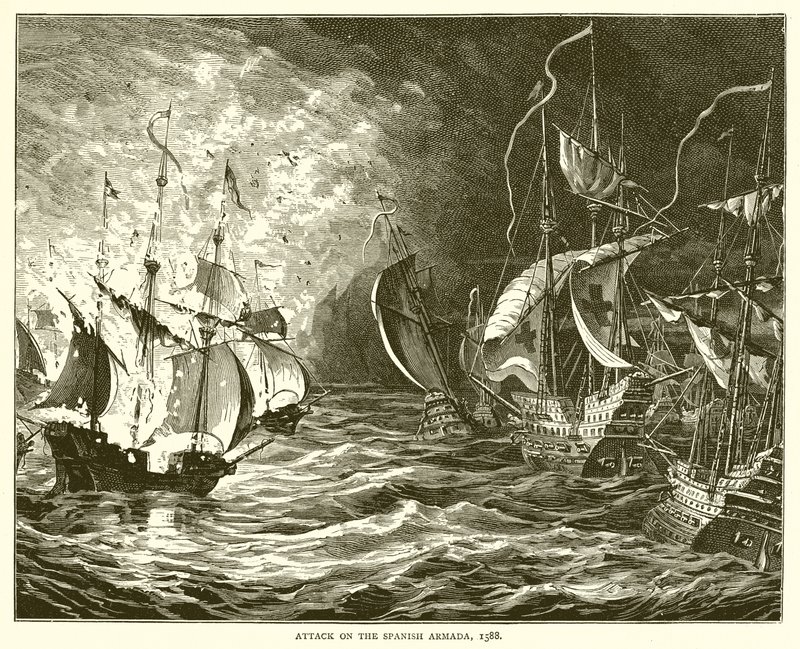 Angrep på den spanske armadaen, 1588 av English School
