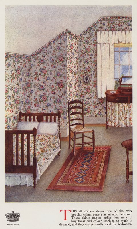 Loftsrom (farge litho) av English School
