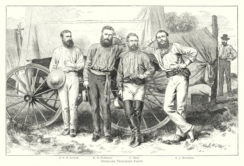 Australia: Overland Telegraph Party (gravering) av English School