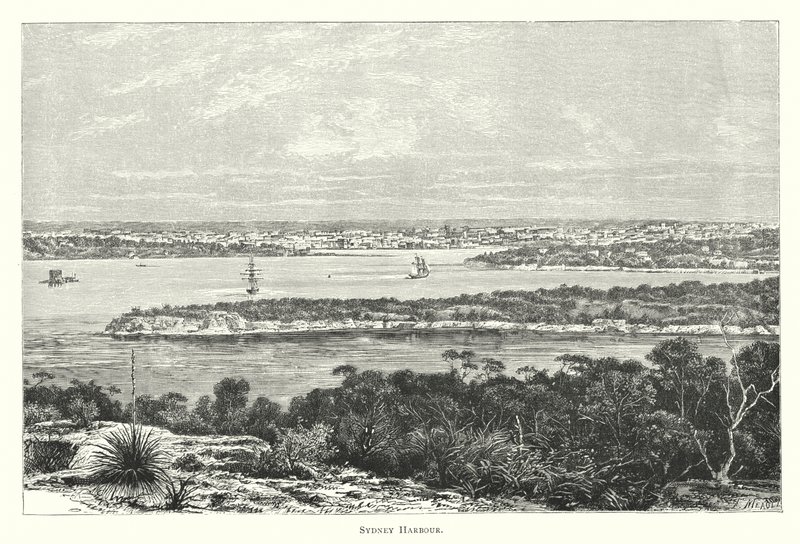 Australia: Sydney Harbour (gravering) av English School