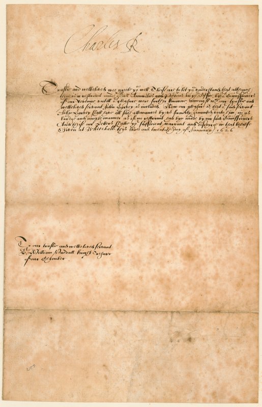 Autograf av kong Charles I av English School