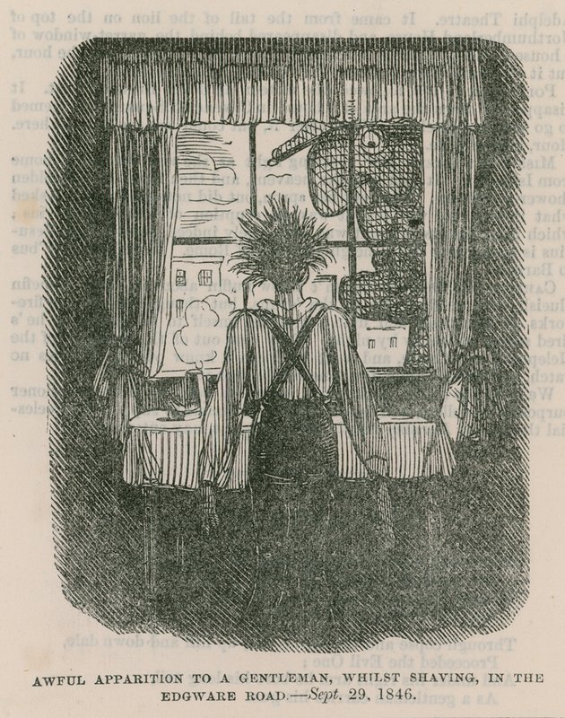 Forferdelig tilsynekomst for en gentleman mens han barberer seg på Edgware Road, London - 30. september 1846 av English School