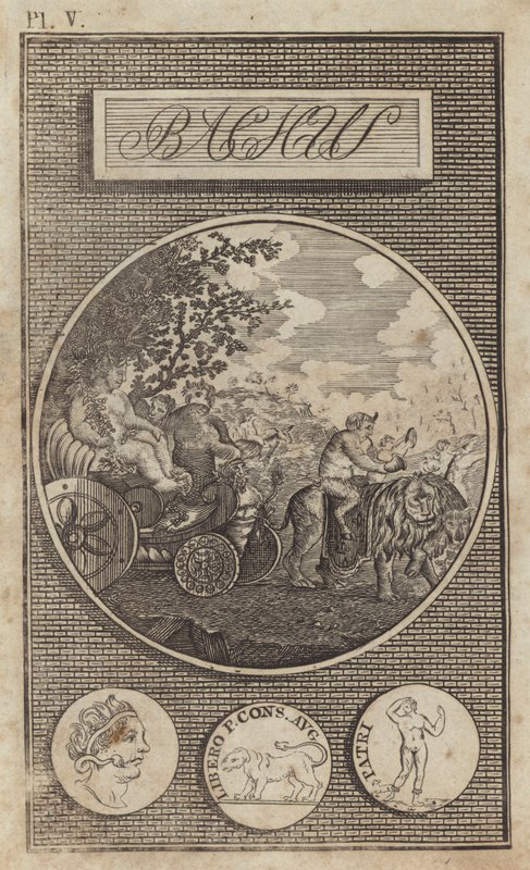 Bacchus, gammel romersk vingud (gravering) av English School