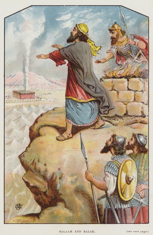 Bileam og Balak (farge litho) av English School
