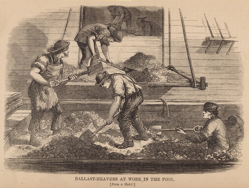 Ballast-heavers på jobb i bassenget av English School