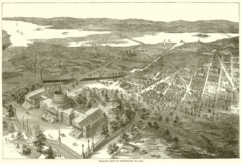 Ballongutsikt over Washington, mai 1861 av English School