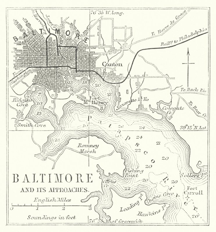 Baltimore og dens tilnærminger (gravering) av English School