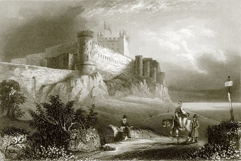 Bamburgh slott av English School