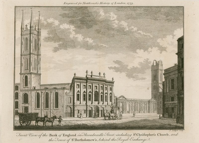Bank of England, East Wing lagt til av Sir Robert Taylor, 1765 av English School