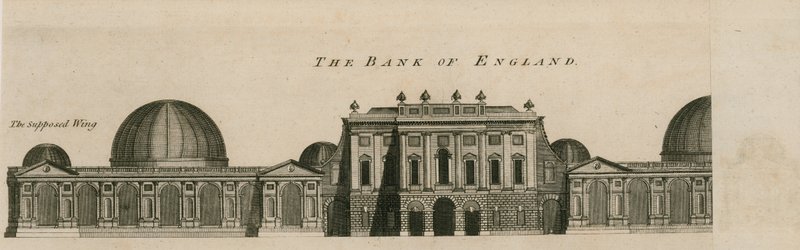 Bank of England, West Wing lagt til av Sir Robert Taylor, 1783 av English School