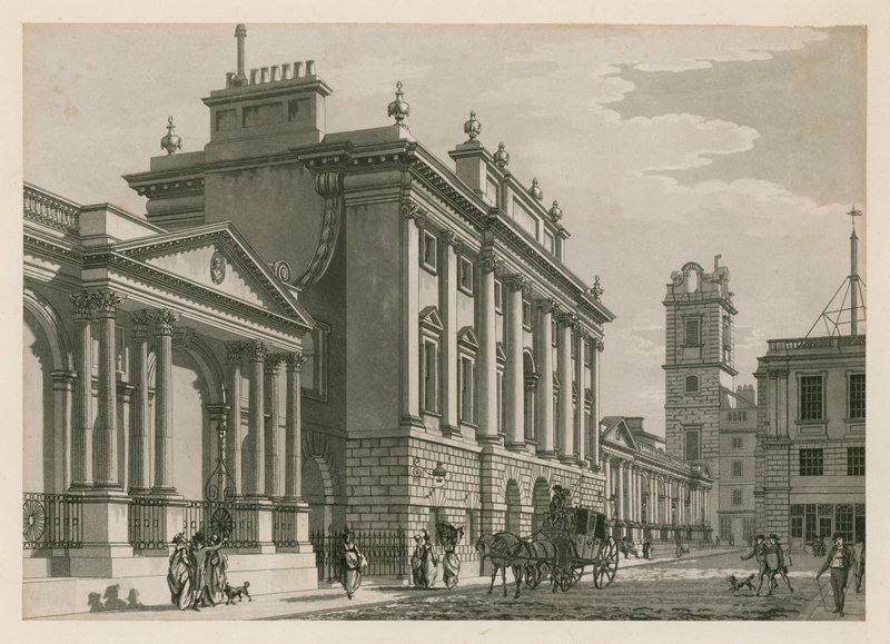 Bank of England, West Wing lagt til av Sir Robert Taylor, 1783 av English School