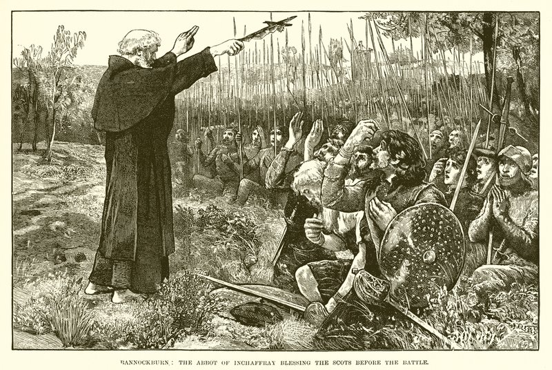 Bannockburn: Abbeden av Inchaffray velsigner skottene før slaget av English School