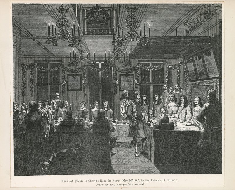 Bankett gitt til kong Charles II, 30. mai 1660, av Estates of Holland av English School
