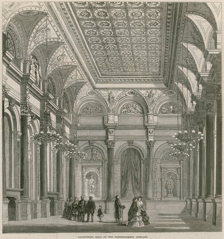 Banqueting Hall of the Clothworkers Company, Mincing Lane, London av English School