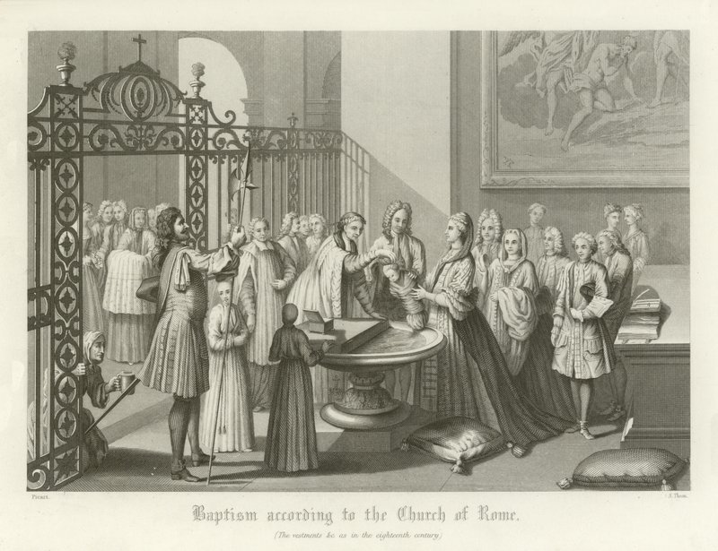 Dåp i henhold til Roma-kirken, 1700-tallet av English School