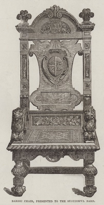 Bardic Chair, presentert for den vellykkede Bard (gravering) av English School
