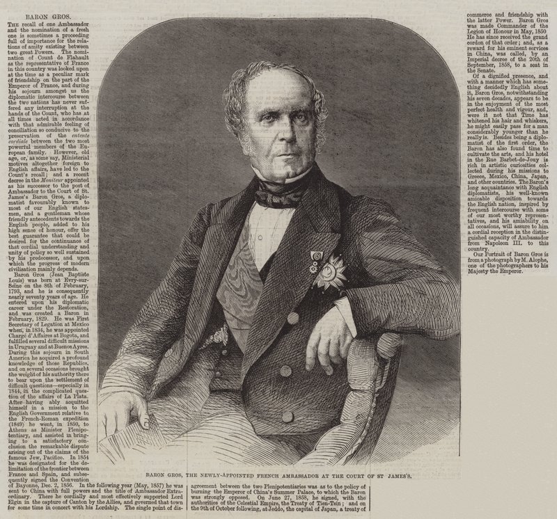 Baron Gros, den nyutnevnte franske ambassadøren ved Court of St James's (gravering) av English School