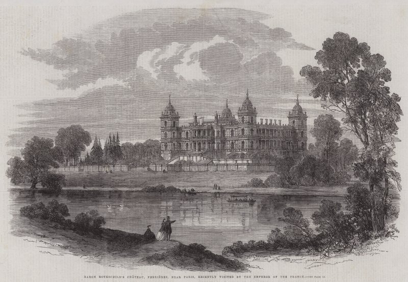 Baron Rothschilds Chateau, Ferrieres, nær Paris, nylig besøkt av franskmennenes keiser (gravering) av English School