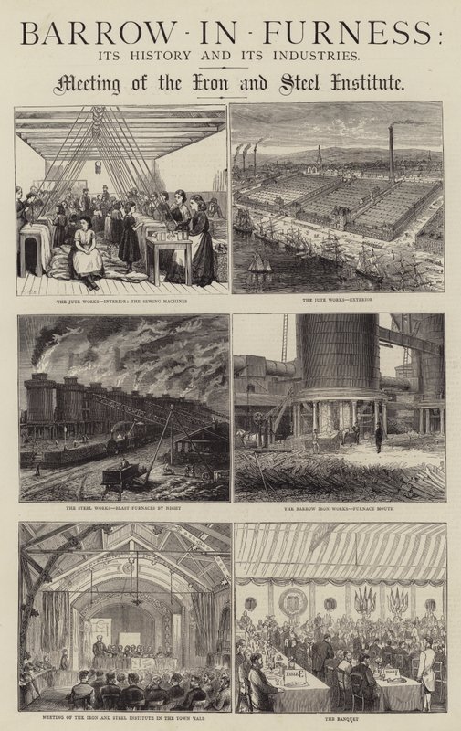 Barrow-in-Furness, dens historie og dens industri (gravering) av English School