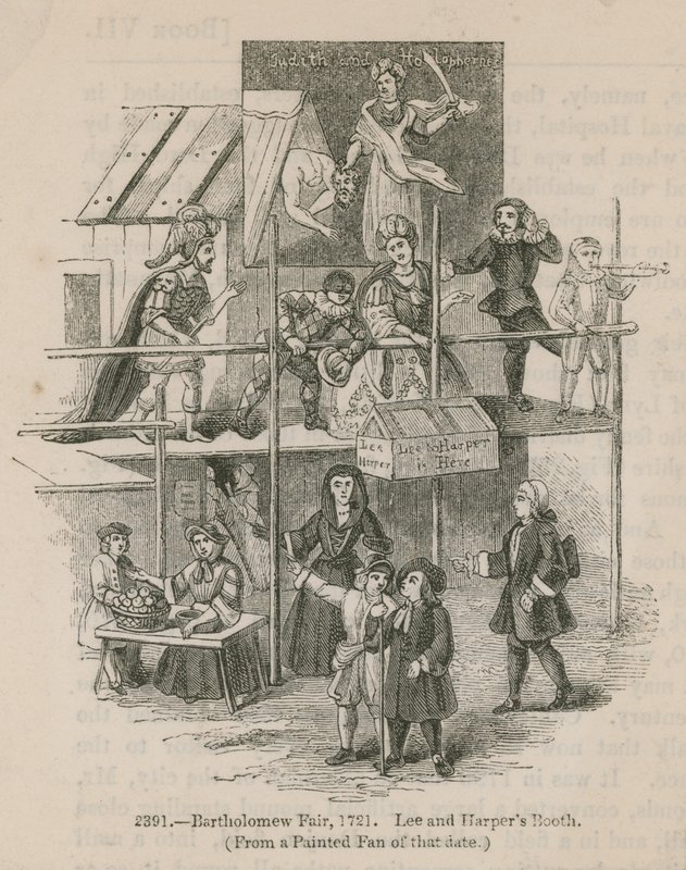 Bartholomew Fair, 1721; Lee og Harpers Booth av English School