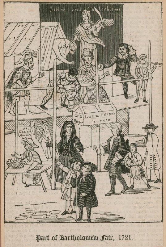 Bartholomew Fair, 1721; Lee og Harpers Booth av English School