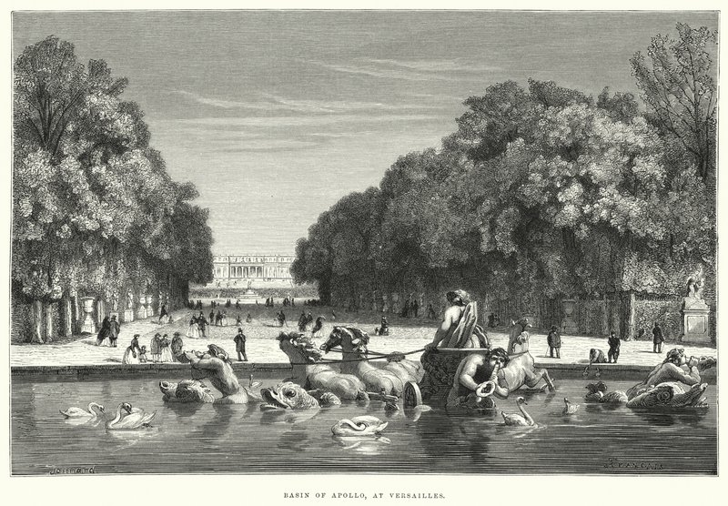 Apollo-bassenget, ved Versailles (gravering) av English School