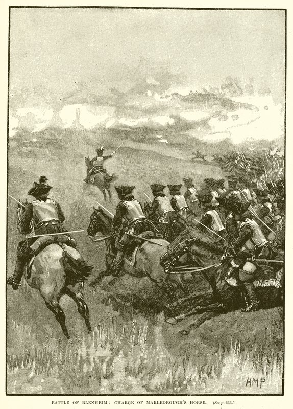 Battle of Blenheim: Charge of Marlboroughs Horse av English School