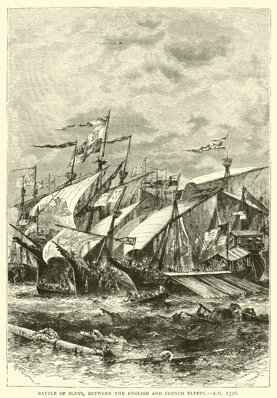 Slaget ved Sluys, mellom den engelske og franske flåten, 1340 e.Kr av English School