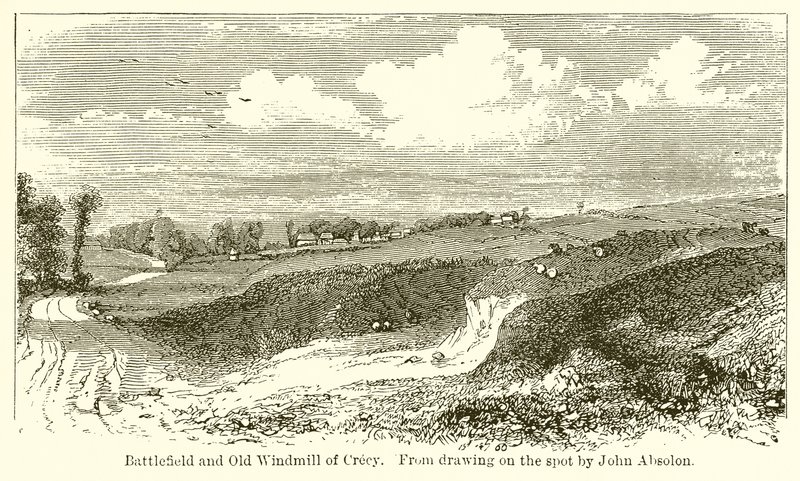 Battlefield og Old Windmill of Crecy av English School
