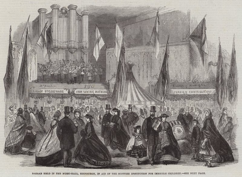 Basar holdt i Music-Hall, Edinburgh, til hjelp for Scottish Institution for Imbecile Children (gravering) av English School