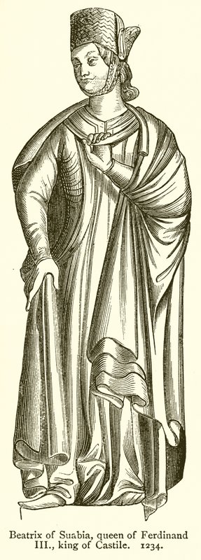 Beatrix av Suabia, dronning av Ferdinand III, konge av Castilla. 1234 av English School