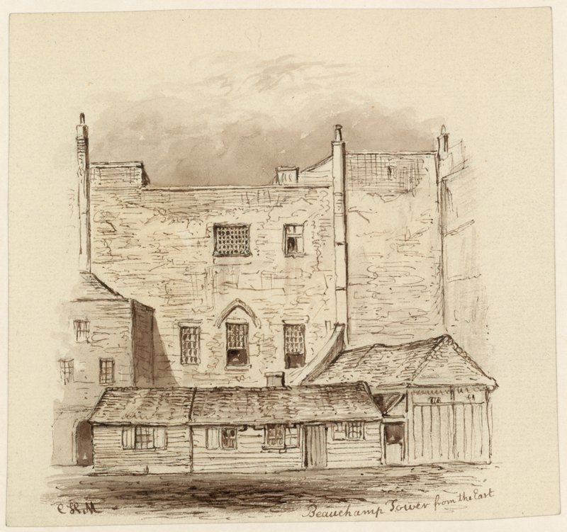 Beauchamp Tower fra øst (blekk på papir) av English School