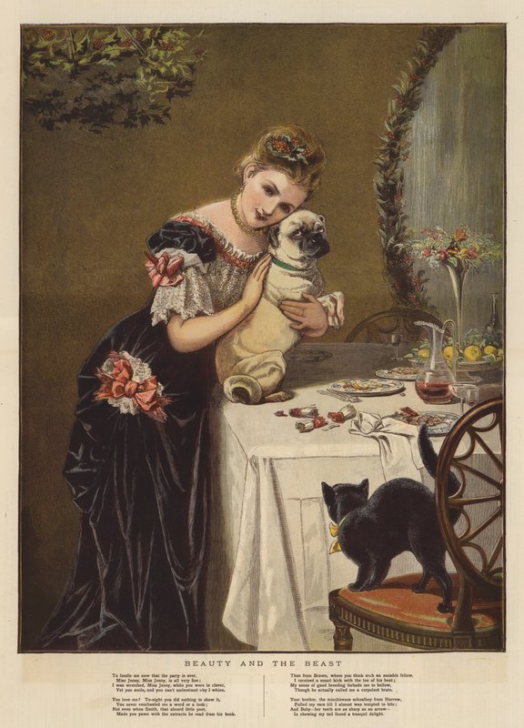 Skjønnheten og udyret (chromolitho) av English School