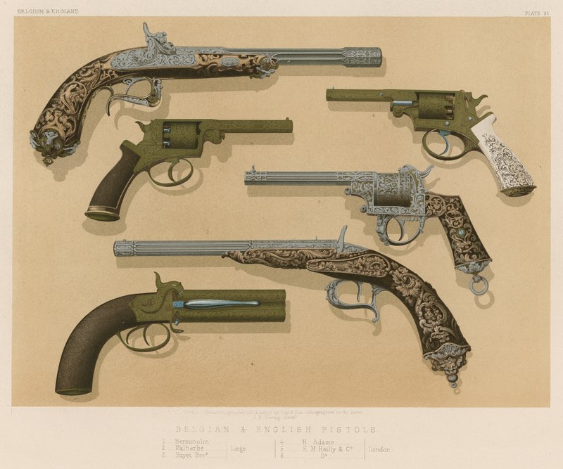 belgiske og engelske pistoler av English School
