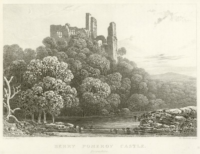 Berry Pomeroy Castle, Devonshire (gravering) av English School