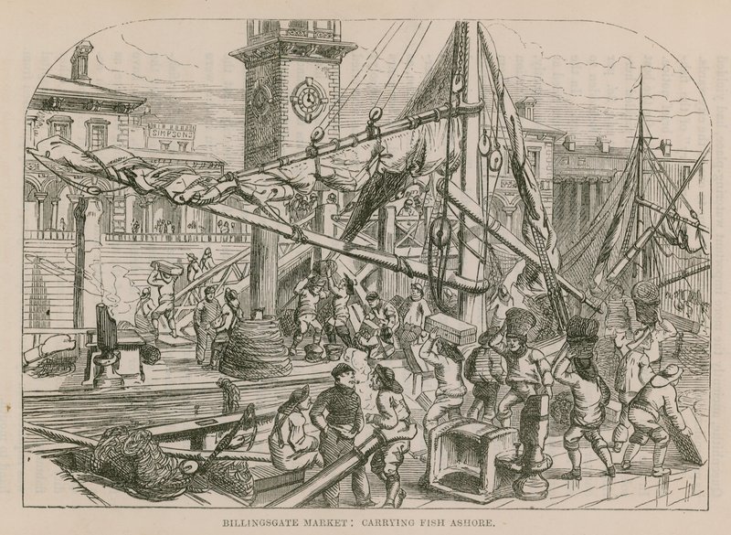 Billingsgate Market, Bære fisk på land av English School