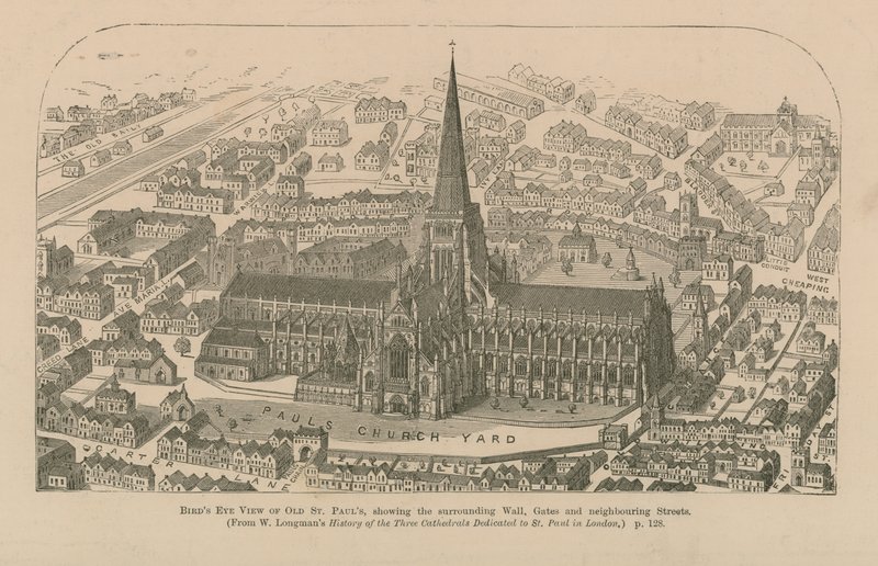 Fugleperspektiv av gamle St Pauls av English School