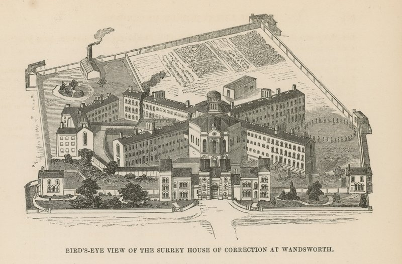 Fugleperspektiv av Surrey House of Correction av English School