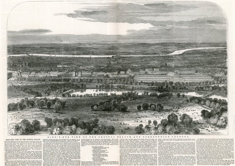 Birdseye View of Crystal Palace and Surrounding Country, Great Exhibition, 1851 av English School