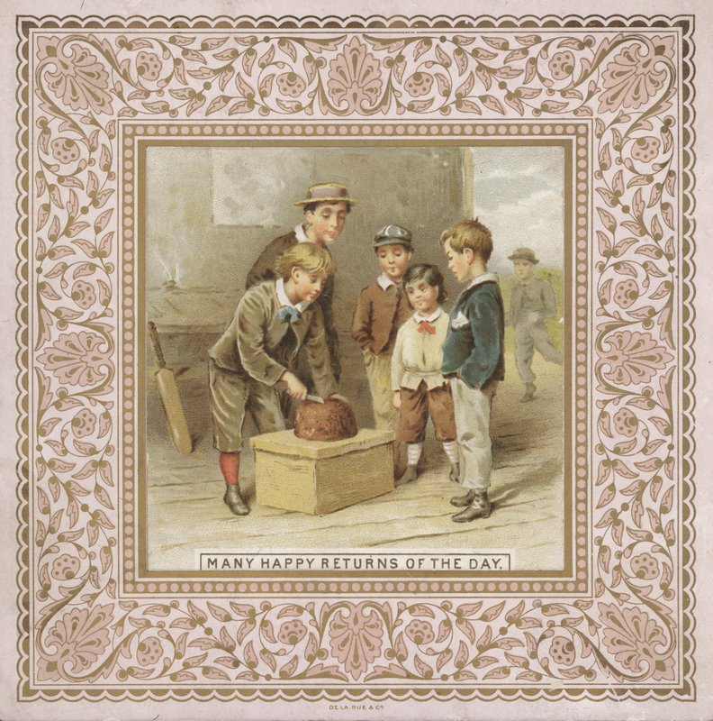 Bursdagskort (kromolitho) av English School