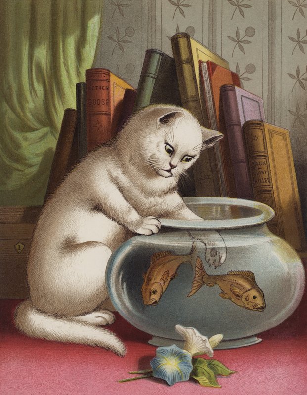 Blanchie and the Goldfish (chromolitho) av English School