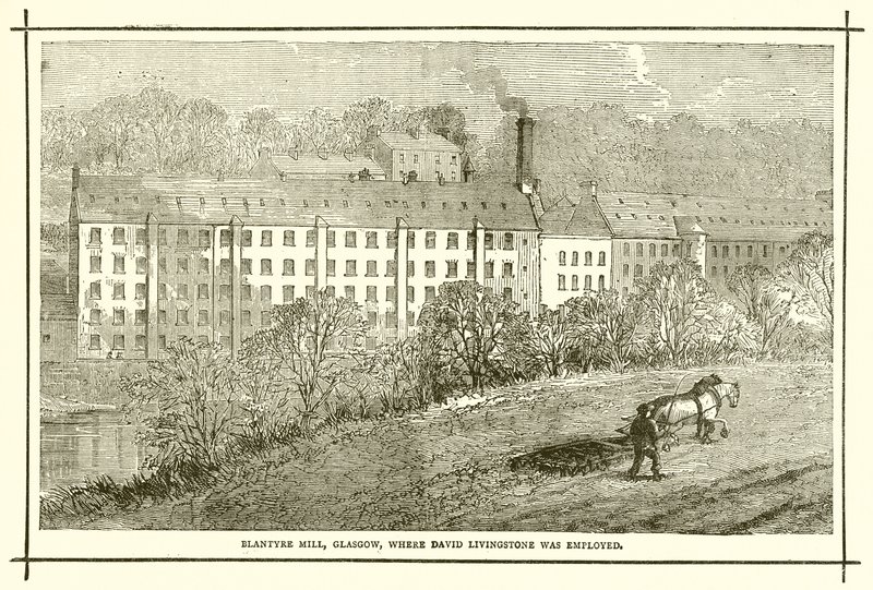 Blantyre Mill, Glasgow, hvor David Livingstone var ansatt av English School