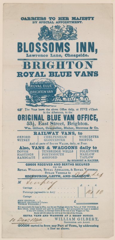 Blossoms Inn, Lawrence Lane, Cheapside, Bill av English School